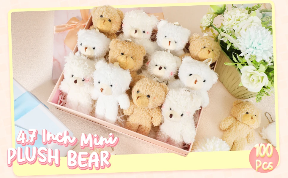 10/20/30pcs 4.7In Teddy Bears Stuffed Plush Toy Bear Plush Doll Keychain Craft Pendent DIY Wedding Birthday Christmas Party Gift