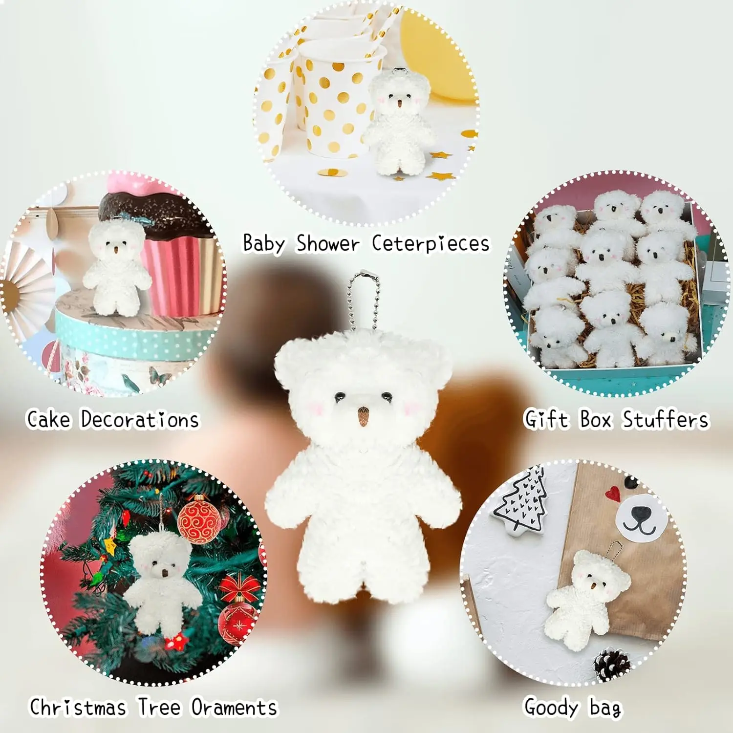 10/20/30pcs 4.7In Teddy Bears Stuffed Plush Toy Bear Plush Doll Keychain Craft Pendent DIY Wedding Birthday Christmas Party Gift