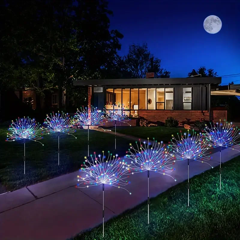 1 Packs Solar Fairy Lights,Waterproof Outdoor Firework Lights,LEDs Garden Flower Light For Garden Christmas Party DIY Decoration