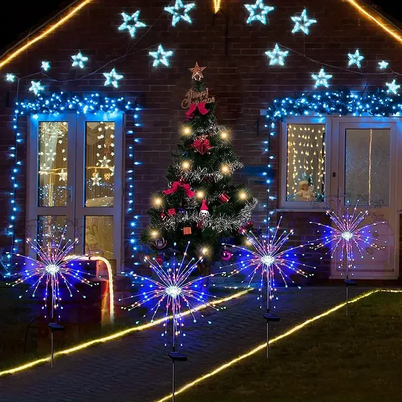 1 Packs Solar Fairy Lights,Waterproof Outdoor Firework Lights,LEDs Garden Flower Light For Garden Christmas Party DIY Decoration