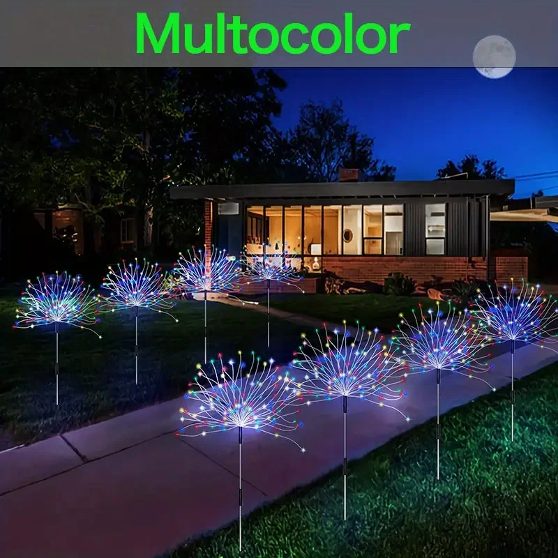 1 Packs Solar Fairy Lights,Waterproof Outdoor Firework Lights,LEDs Garden Flower Light For Garden Christmas Party DIY Decoration