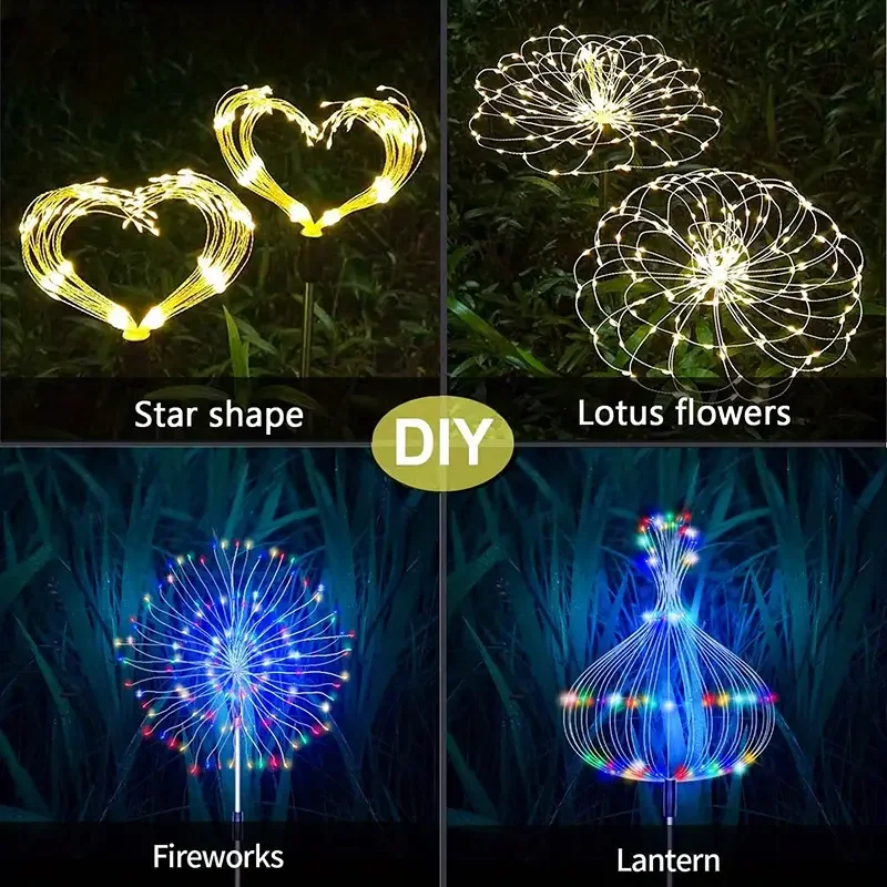 1 Packs Solar Fairy Lights,Waterproof Outdoor Firework Lights,LEDs Garden Flower Light For Garden Christmas Party DIY Decoration