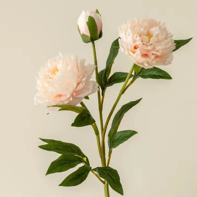 Beautiful Artificial 3 Heads Peony Flowers Long Branch For Home Wedding Table Christmas Decoration 75cm Fake Flower Room Decor