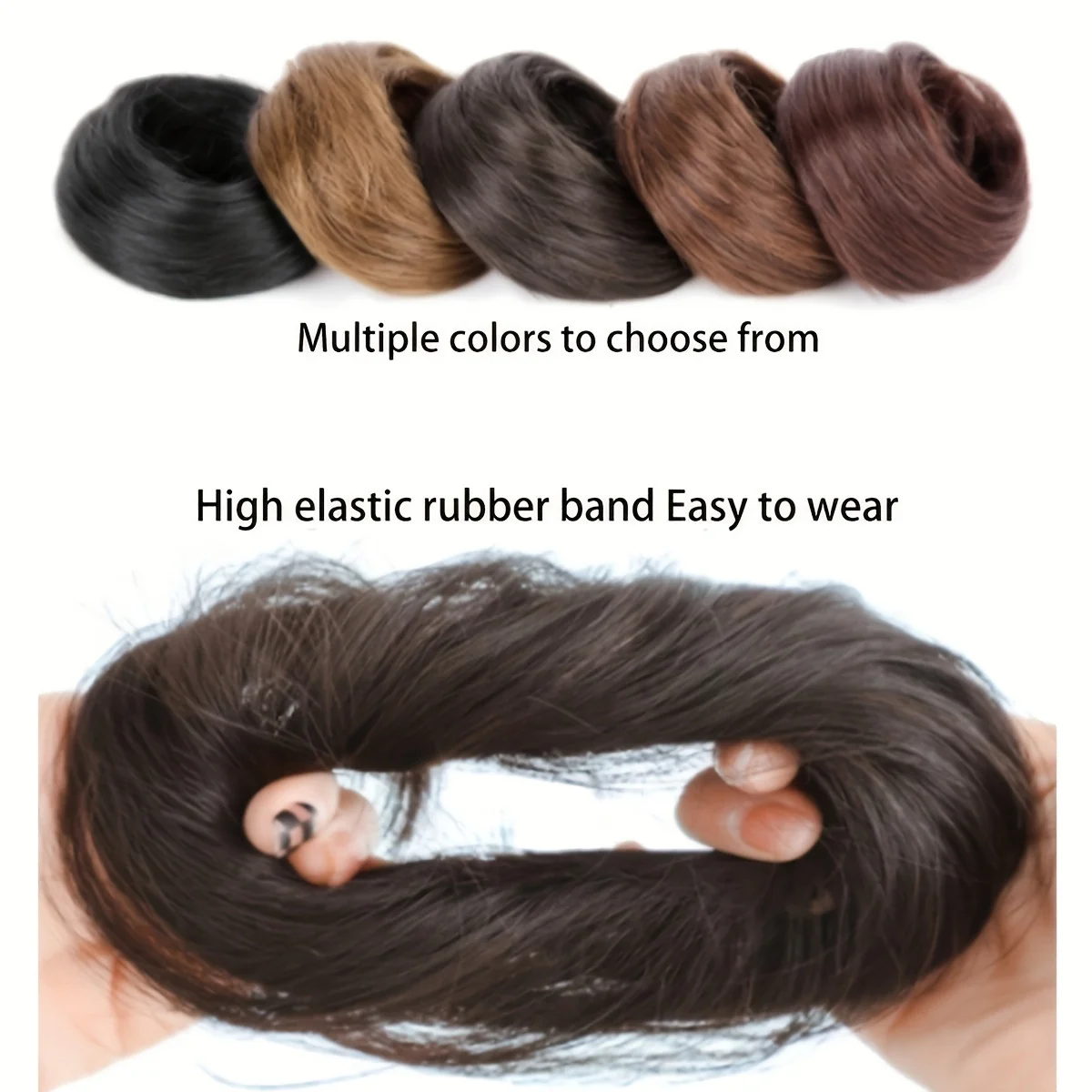 Synthetic Chignon Elastic Rubber Band Fake Hair Bun Clip in on Hair Tail Extension Updo Hair Piece Ponytail For Women Christmas