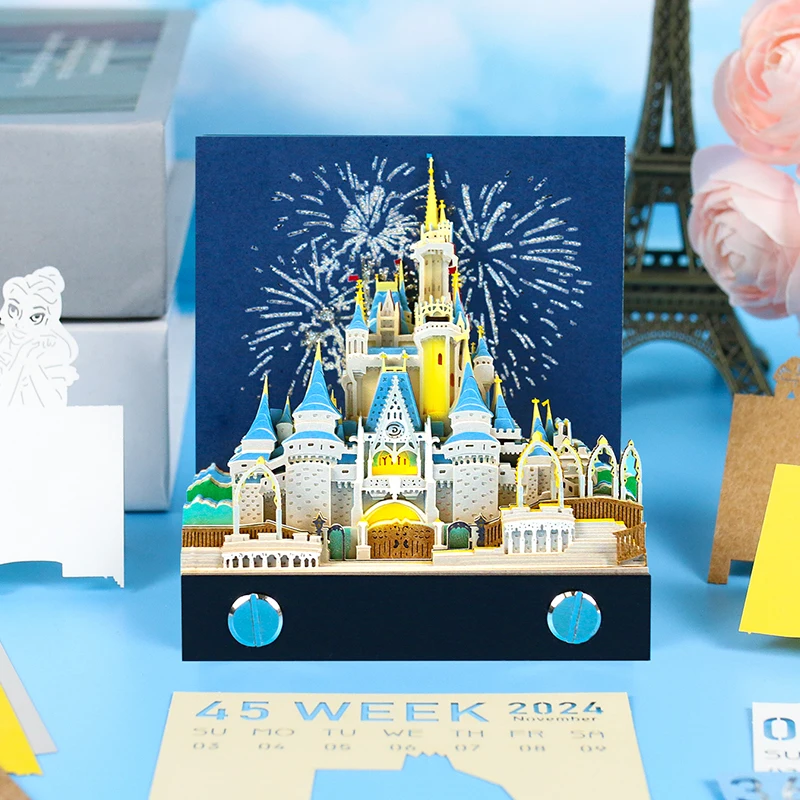 Time Piece Calendar 2027 Desk Calendar With Light 3D Magic Owl Calendar Paper Carving Art Memo Pad Notepad Gift for Christmas