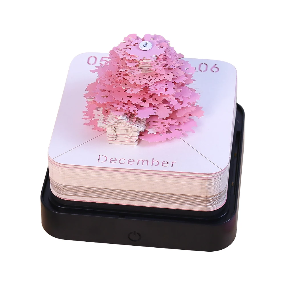 Time Piece Calendar 2027 Desk Calendar With Light 3D Magic Owl Calendar Paper Carving Art Memo Pad Notepad Gift for Christmas