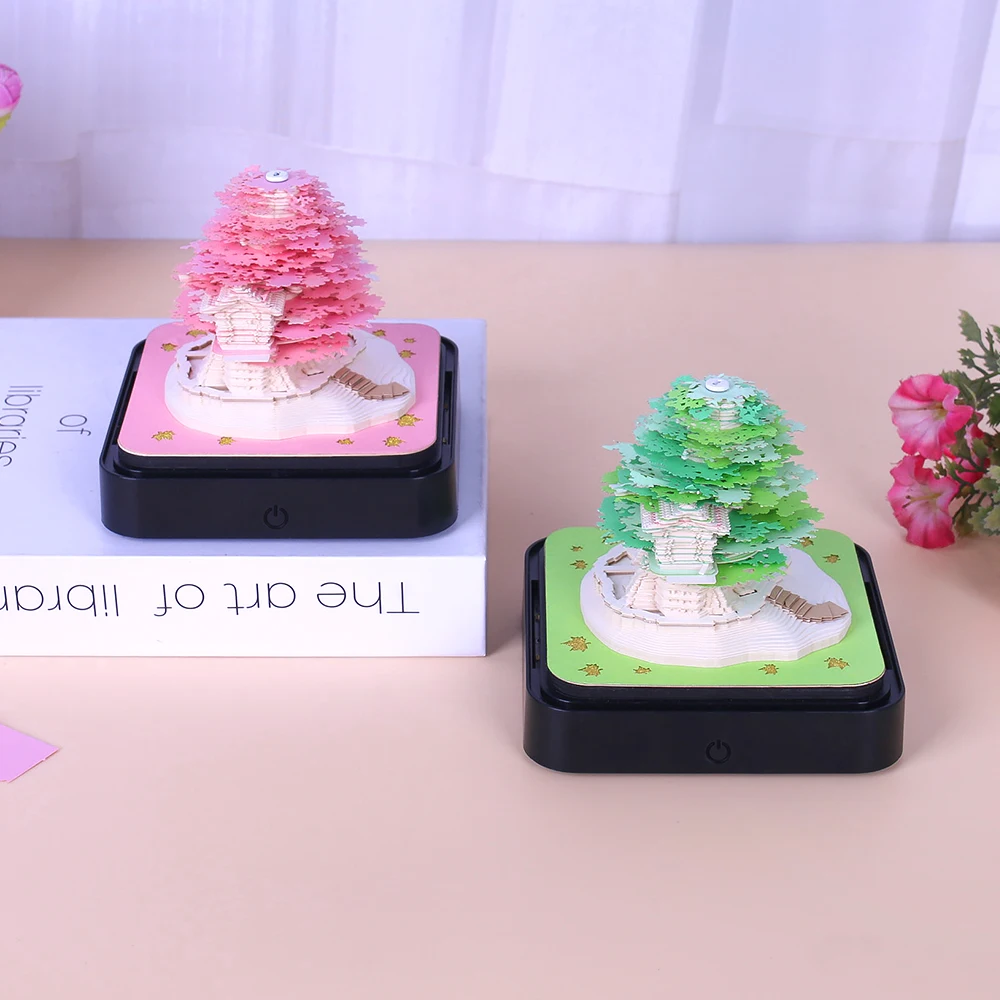 Time Piece Calendar 2027 Desk Calendar With Light 3D Magic Owl Calendar Paper Carving Art Memo Pad Notepad Gift for Christmas