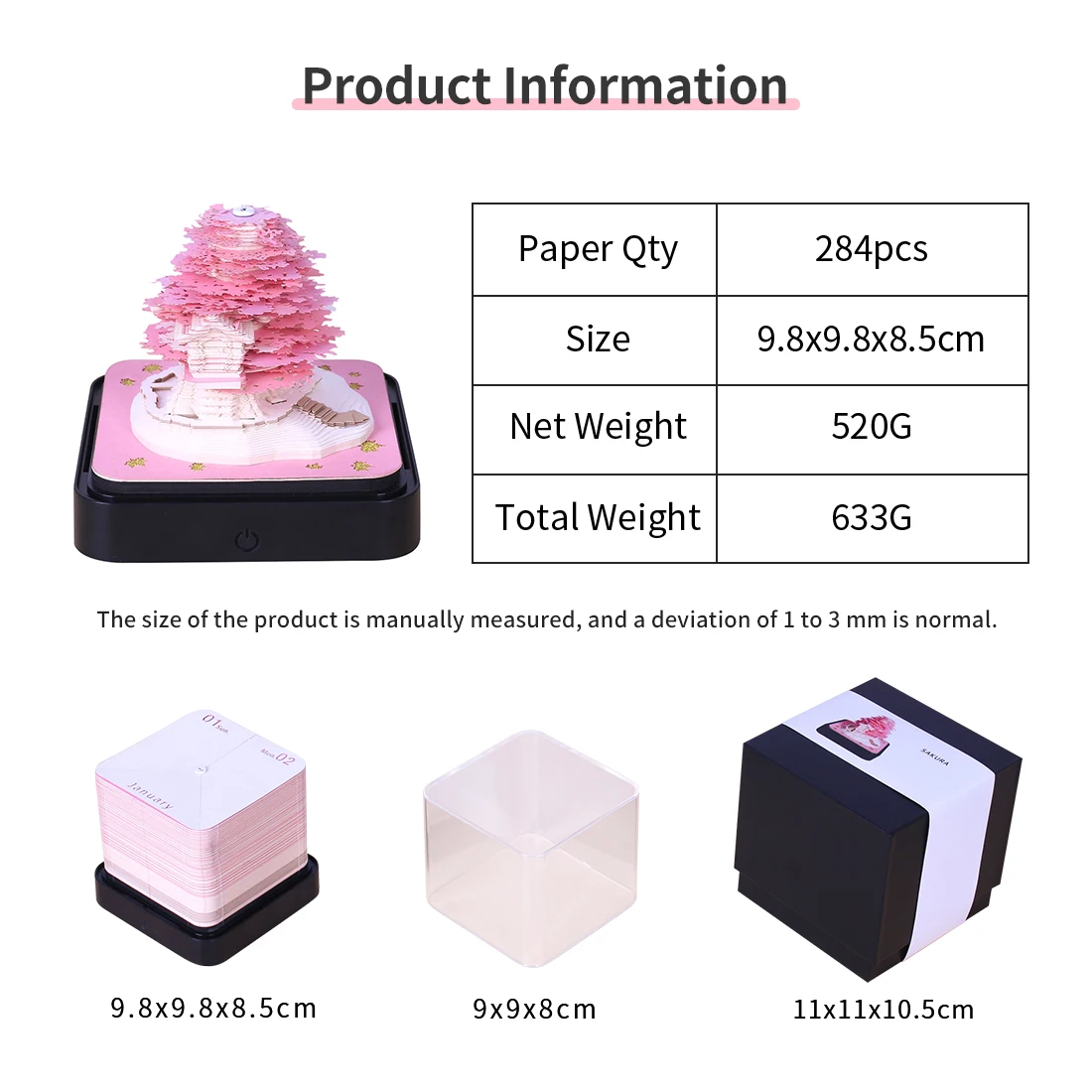 Time Piece Calendar 2027 Desk Calendar With Light 3D Magic Owl Calendar Paper Carving Art Memo Pad Notepad Gift for Christmas