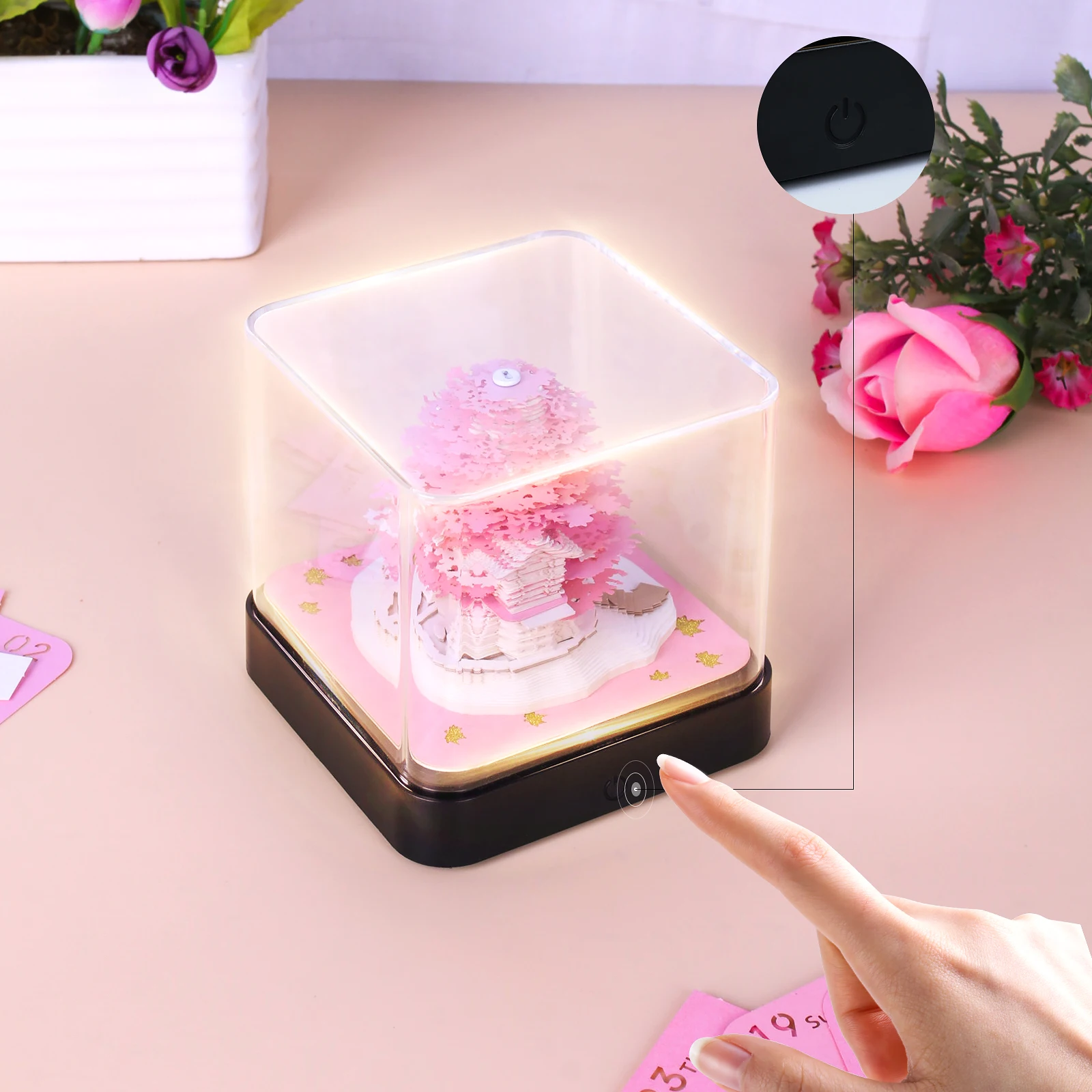 Time Piece Calendar 2027 Desk Calendar With Light 3D Magic Owl Calendar Paper Carving Art Memo Pad Notepad Gift for Christmas