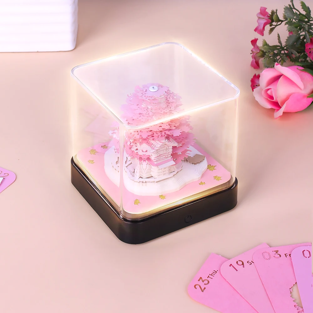 Time Piece Calendar 2027 Desk Calendar With Light 3D Magic Owl Calendar Paper Carving Art Memo Pad Notepad Gift for Christmas