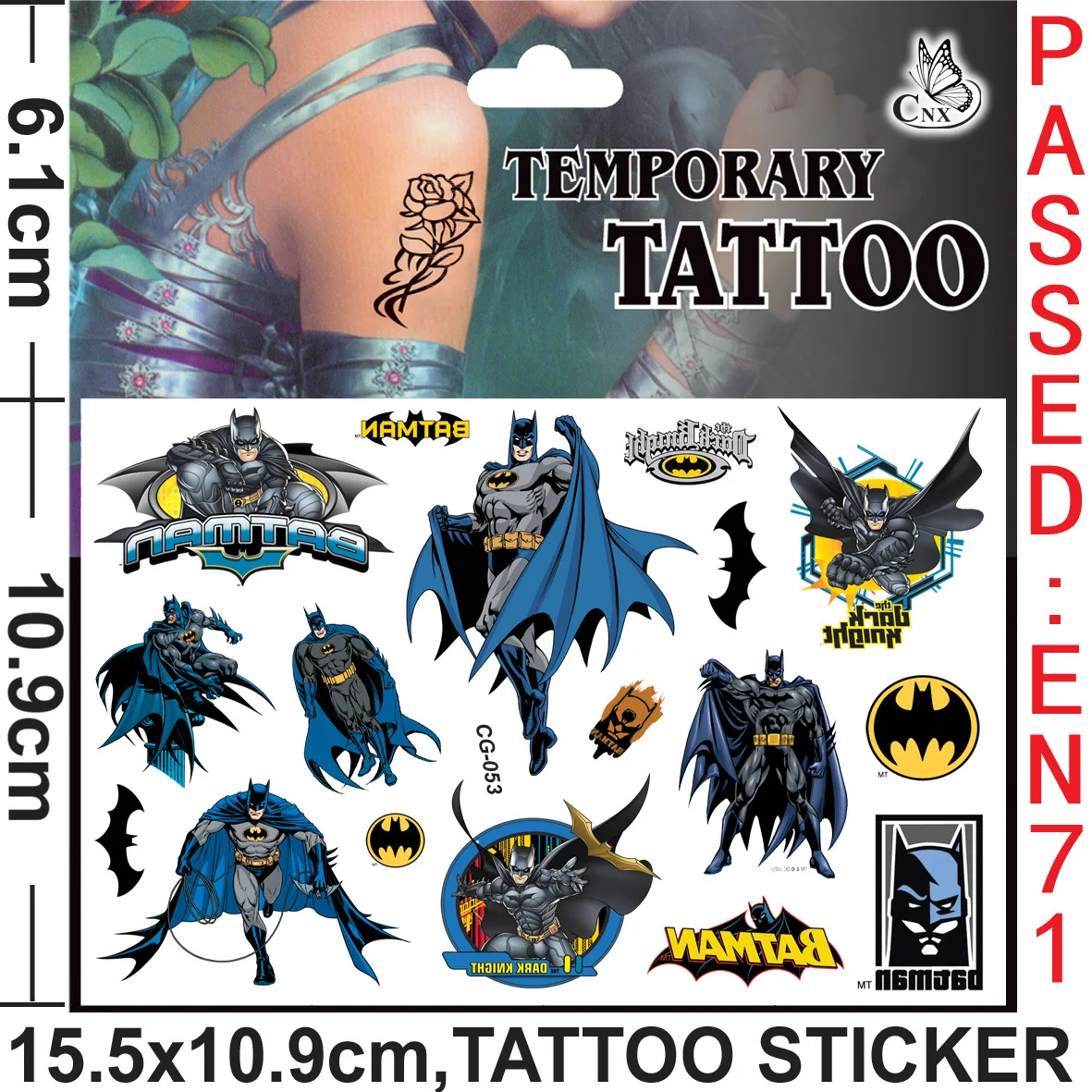 Batman Tattoo Stickers Waterproof Cute Sticker Anime Birthday Party Supplies Decoration for Kids Reward Toy Christmas Gift