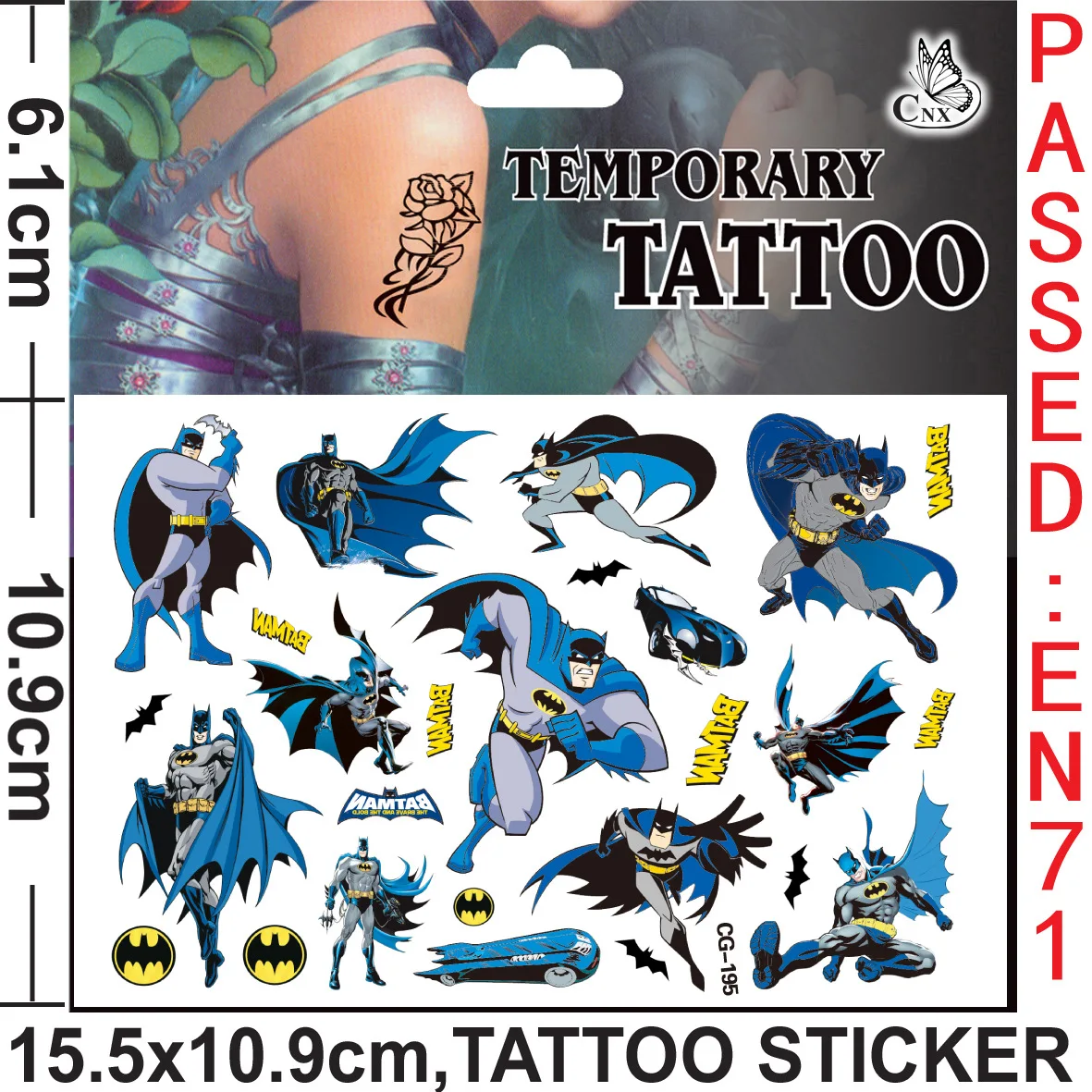Batman Tattoo Stickers Waterproof Cute Sticker Anime Birthday Party Supplies Decoration for Kids Reward Toy Christmas Gift