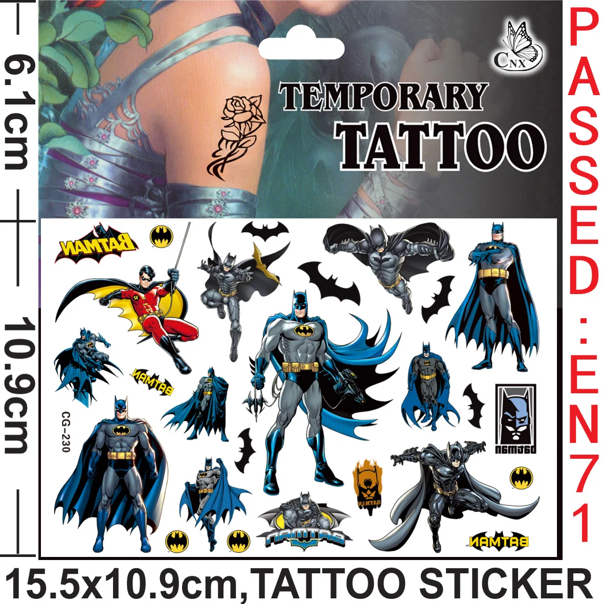 Batman Tattoo Stickers Waterproof Cute Sticker Anime Birthday Party Supplies Decoration for Kids Reward Toy Christmas Gift