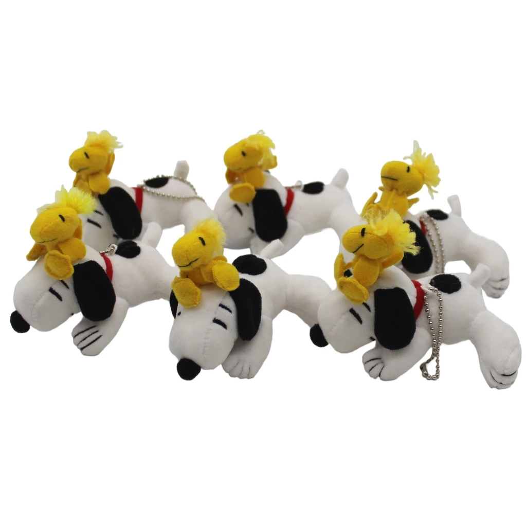 6 Piece 10cm Peanuts Snoopy Plush Soft Pendant Toys Christmas Snoopy Toys Wholesale Snoopy Toys