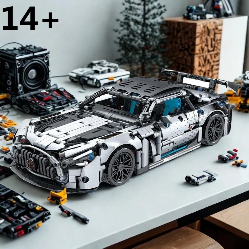 High Quality 1300+Pcs Sports Car Building Blocks 1:14 Model DIY Car Toy Assembly Model Ornament Birthday Christmas Gift for Boys