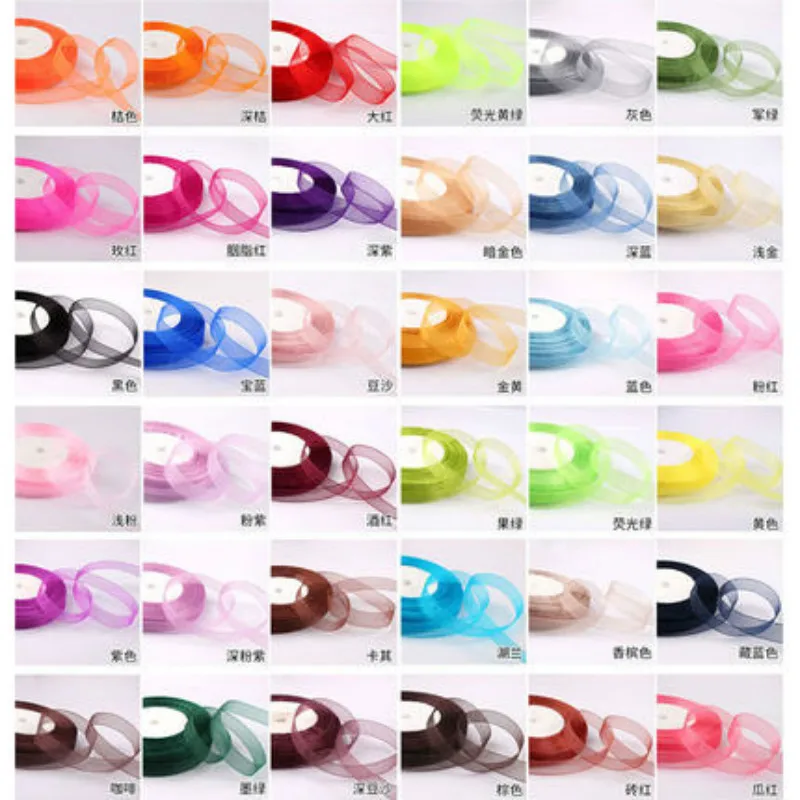 45meter/roll 12/15/20/25/40mm Organza Ribbons Wedding Christmas Birthday Party Decoration Handmade DIY Gift Wrapping Ribbons