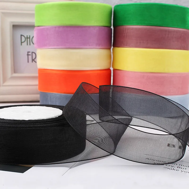 45meter/roll 12/15/20/25/40mm Organza Ribbons Wedding Christmas Birthday Party Decoration Handmade DIY Gift Wrapping Ribbons