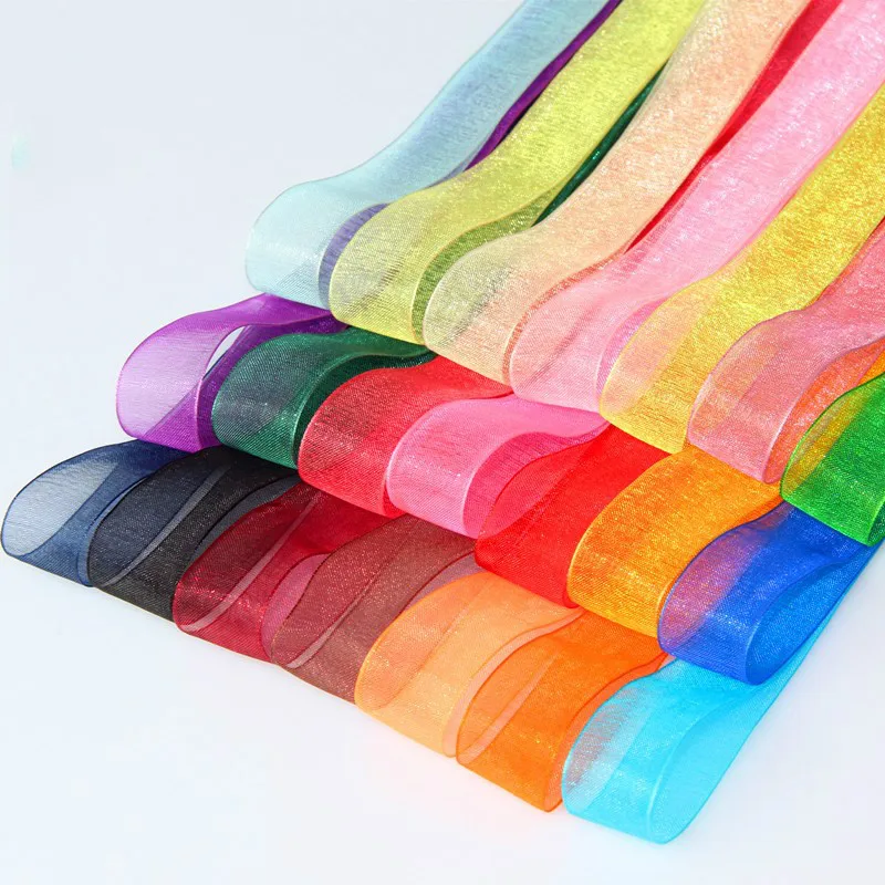 45meter/roll 12/15/20/25/40mm Organza Ribbons Wedding Christmas Birthday Party Decoration Handmade DIY Gift Wrapping Ribbons