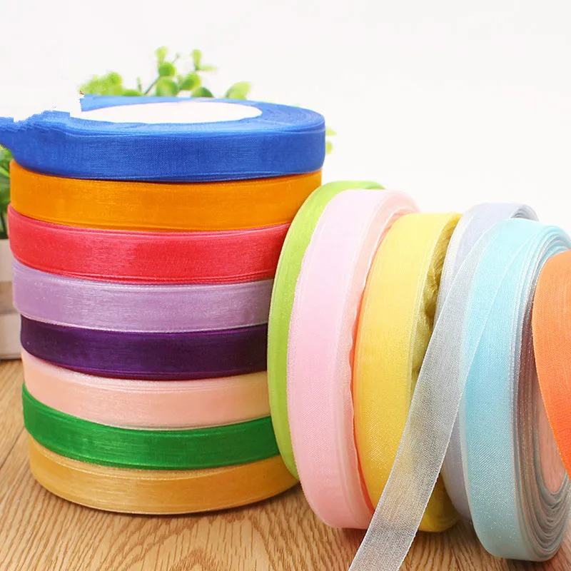 45meter/roll 12/15/20/25/40mm Organza Ribbons Wedding Christmas Birthday Party Decoration Handmade DIY Gift Wrapping Ribbons