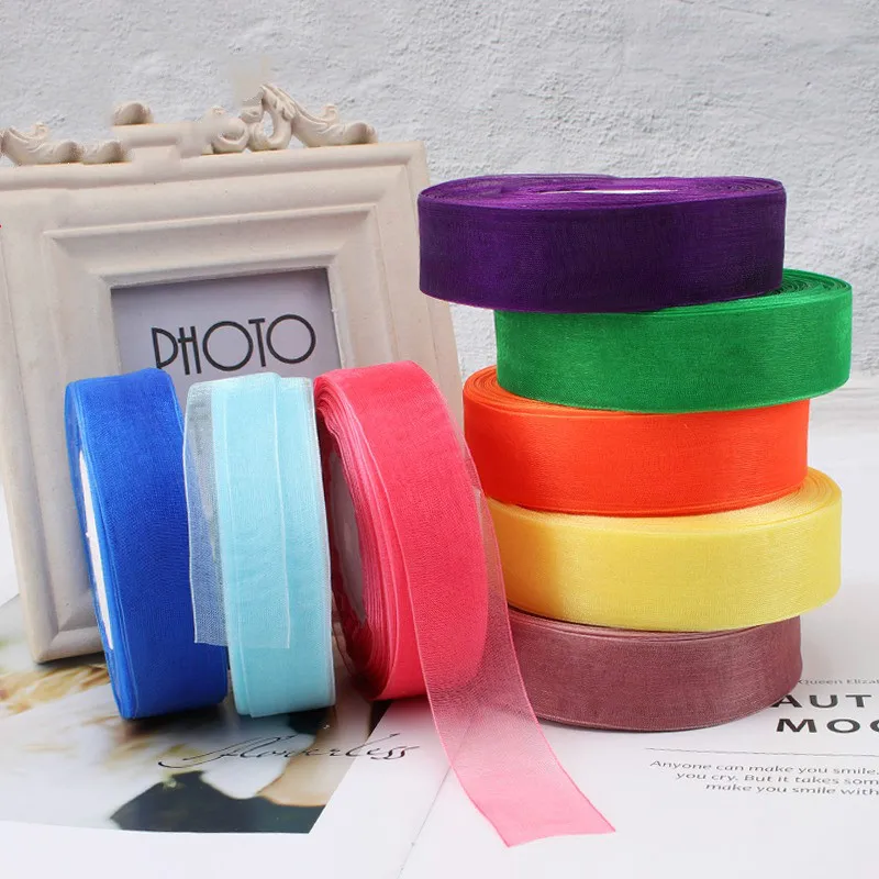45meter/roll 12/15/20/25/40mm Organza Ribbons Wedding Christmas Birthday Party Decoration Handmade DIY Gift Wrapping Ribbons