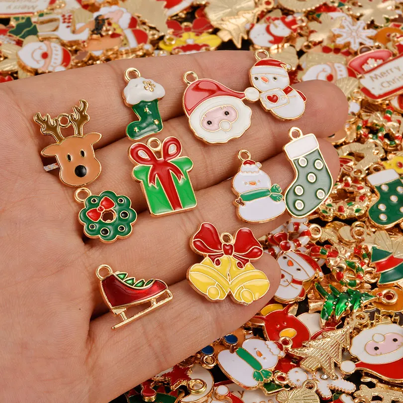 Random Mixed Christmas Pendant/Charms For Jewelry Making Bulk Xmas Charm Natale DIY Small Gifts Accessories Breloque Bijoux Noël