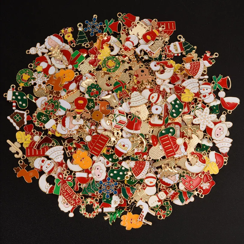 Random Mixed Christmas Pendant/Charms For Jewelry Making Bulk Xmas Charm Natale DIY Small Gifts Accessories Breloque Bijoux Noël