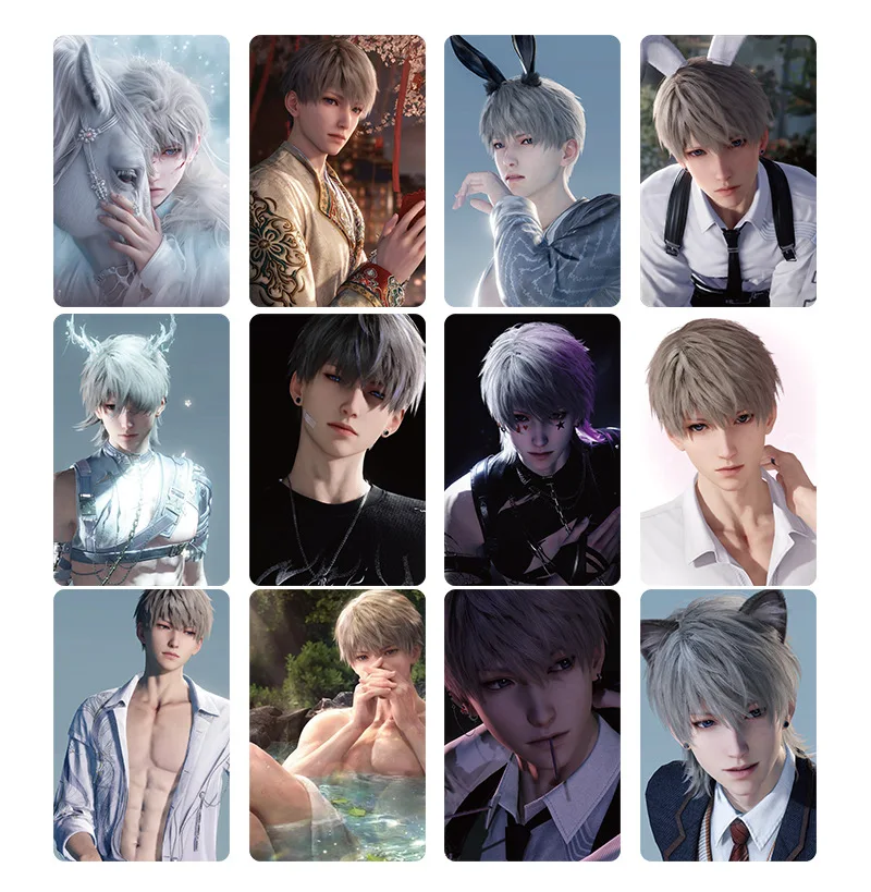 55Pcs/Set Game Love And Deepspace Laser Lomo Card Sylus Zayne Rafayel Xavier Caleb Game Characters Photo Cards Christmas Gift