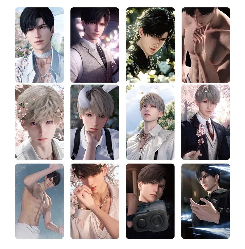 55Pcs/Set Game Love And Deepspace Laser Lomo Card Sylus Zayne Rafayel Xavier Caleb Game Characters Photo Cards Christmas Gift
