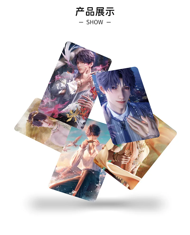 55Pcs/Set Game Love And Deepspace Laser Lomo Card Sylus Zayne Rafayel Xavier Caleb Game Characters Photo Cards Christmas Gift