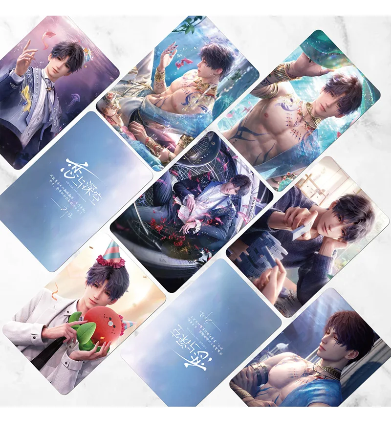 55Pcs/Set Game Love And Deepspace Laser Lomo Card Sylus Zayne Rafayel Xavier Caleb Game Characters Photo Cards Christmas Gift