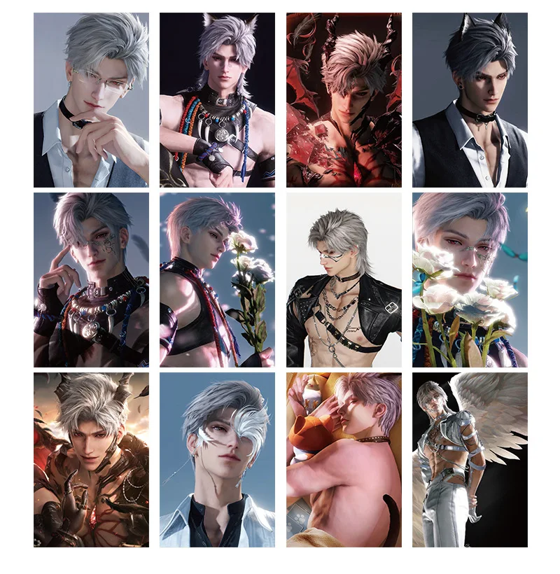 55Pcs/Set Game Love And Deepspace Laser Lomo Card Sylus Zayne Rafayel Xavier Caleb Game Characters Photo Cards Christmas Gift