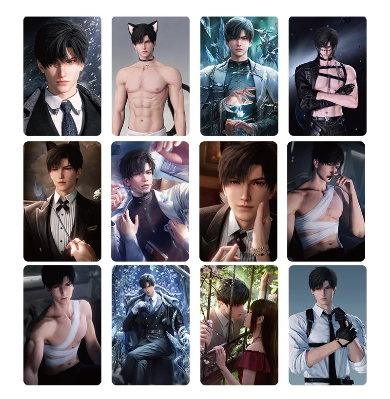 55Pcs/Set Game Love And Deepspace Laser Lomo Card Sylus Zayne Rafayel Xavier Caleb Game Characters Photo Cards Christmas Gift