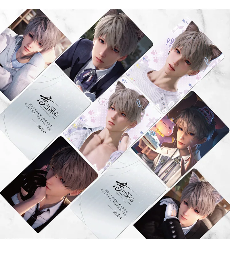55Pcs/Set Game Love And Deepspace Laser Lomo Card Sylus Zayne Rafayel Xavier Caleb Game Characters Photo Cards Christmas Gift