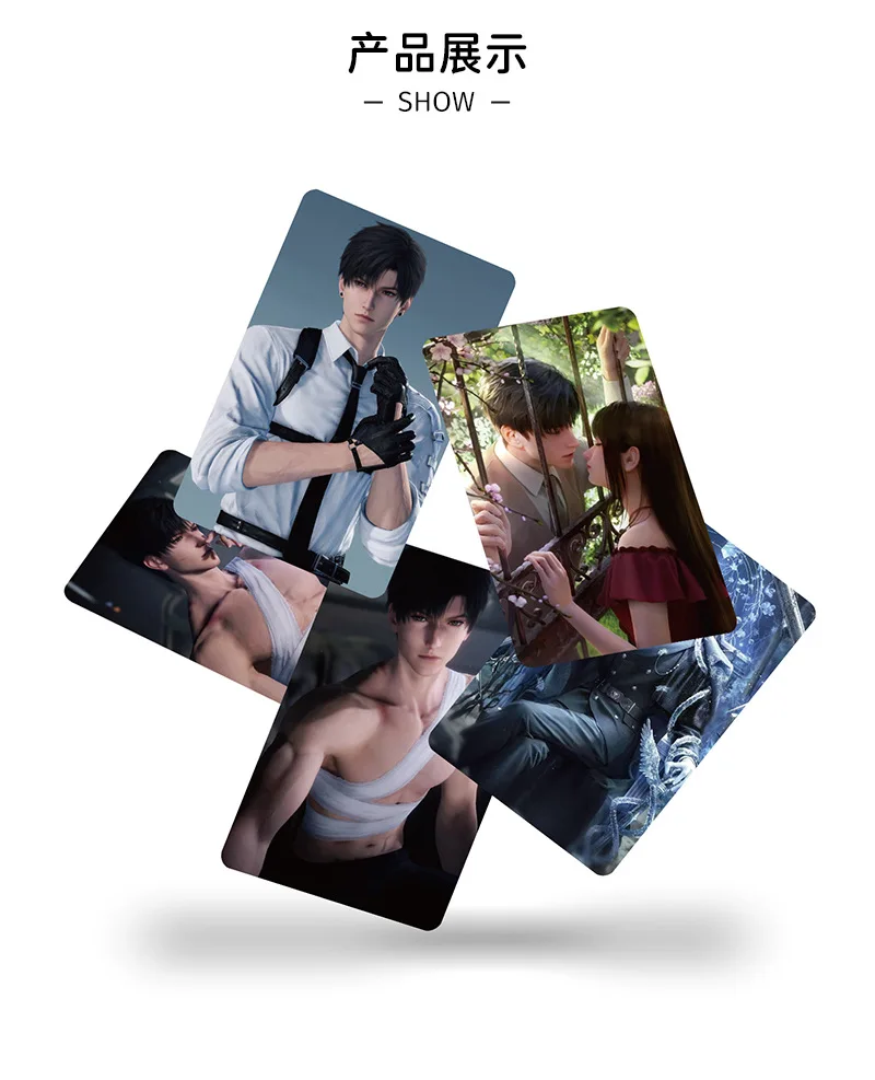55Pcs/Set Game Love And Deepspace Laser Lomo Card Sylus Zayne Rafayel Xavier Caleb Game Characters Photo Cards Christmas Gift