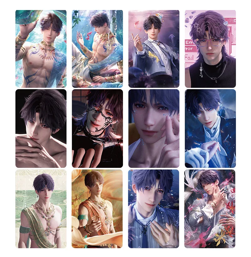 55Pcs/Set Game Love And Deepspace Laser Lomo Card Sylus Zayne Rafayel Xavier Caleb Game Characters Photo Cards Christmas Gift