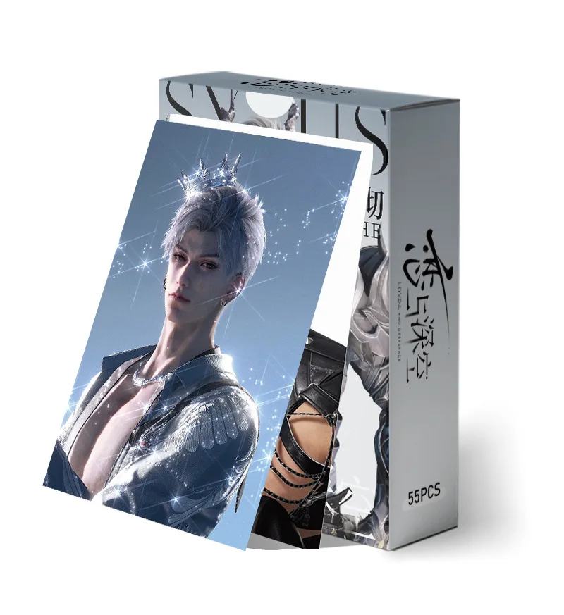 55Pcs/Set Game Love And Deepspace Laser Lomo Card Sylus Zayne Rafayel Xavier Caleb Game Characters Photo Cards Christmas Gift