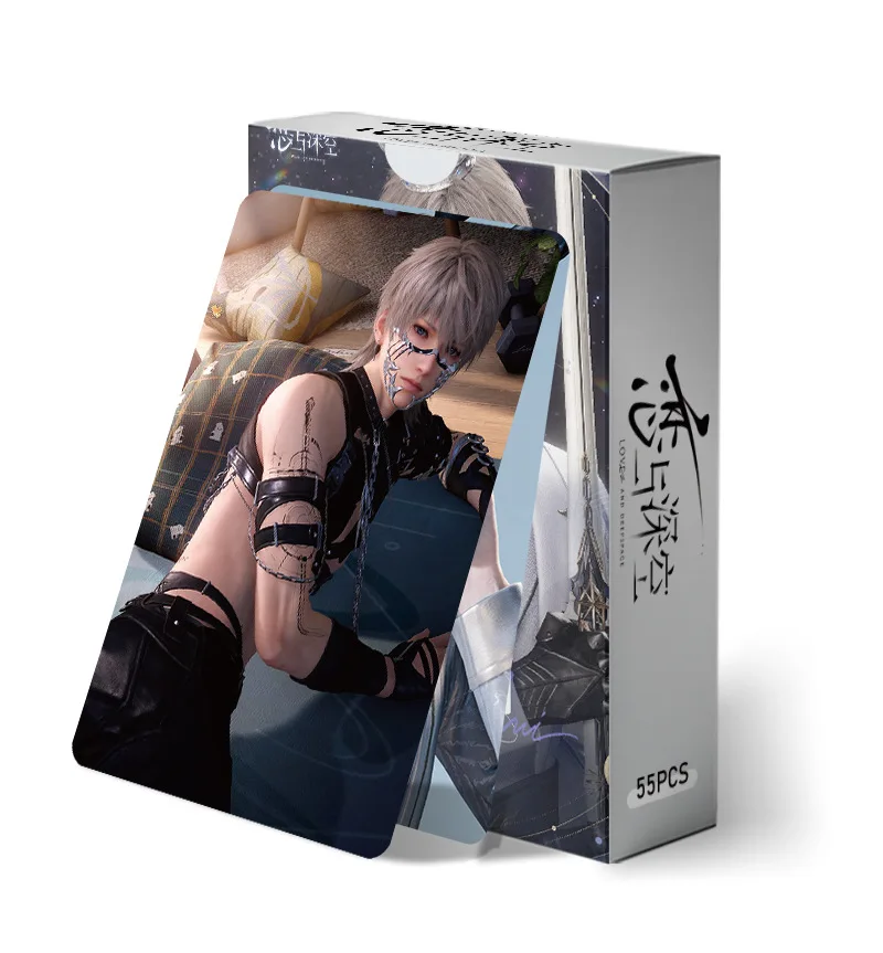 55Pcs/Set Game Love And Deepspace Laser Lomo Card Sylus Zayne Rafayel Xavier Caleb Game Characters Photo Cards Christmas Gift