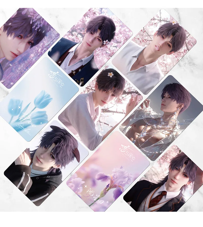 55Pcs/Set Game Love And Deepspace Laser Lomo Card Sylus Zayne Rafayel Xavier Caleb Game Characters Photo Cards Christmas Gift