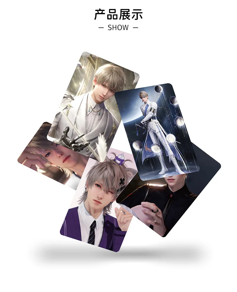 55Pcs/Set Game Love And Deepspace Laser Lomo Card Sylus Zayne Rafayel Xavier Caleb Game Characters Photo Cards Christmas Gift