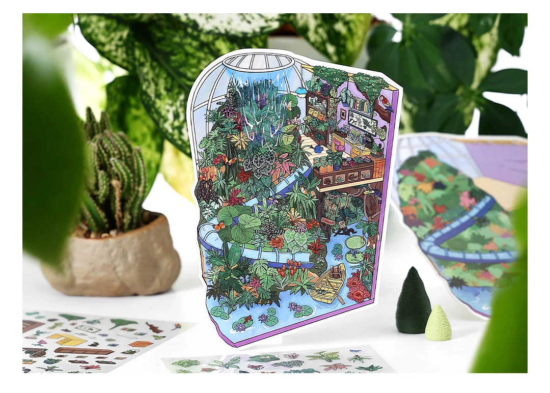 Kawaii Dinosaur Museum 3D Ancient Egypt Exhibition Landscape Sticker DIY Pocket Cabin Scene Christmas gifts 