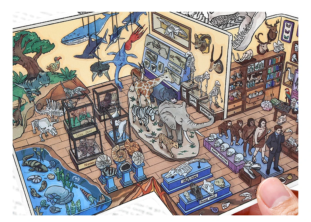Kawaii Dinosaur Museum 3D Ancient Egypt Exhibition Landscape Sticker DIY Pocket Cabin Scene Christmas gifts 