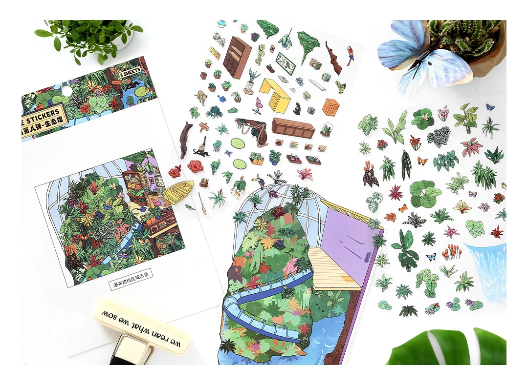Kawaii Dinosaur Museum 3D Ancient Egypt Exhibition Landscape Sticker DIY Pocket Cabin Scene Christmas gifts 