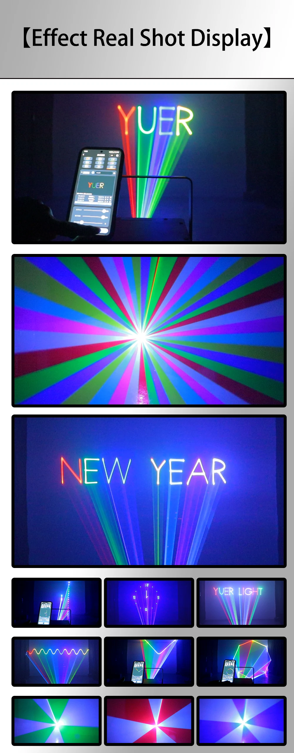 YUER Bluetooth App 3W 5W 6W RGB Animation Laser Light Scanner Projector Stage Light DJ Disco Bar Club Party Wedding Christmas