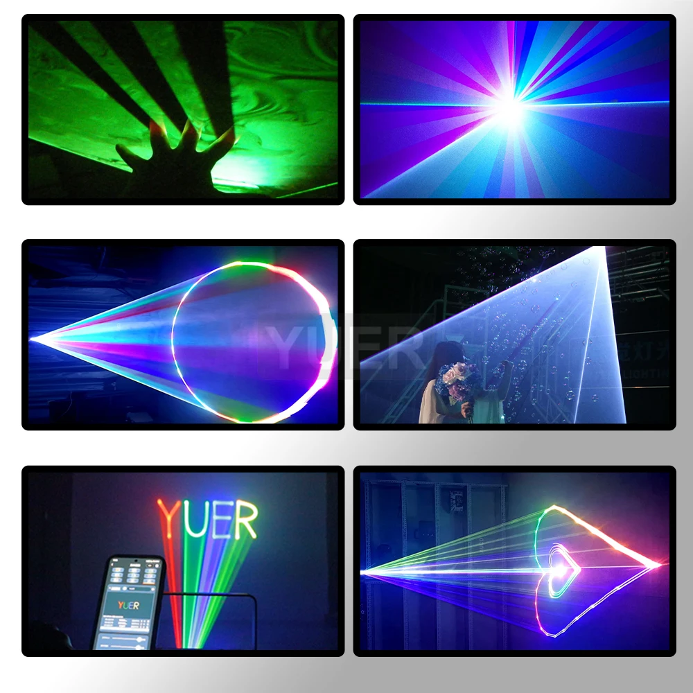 YUER Bluetooth App 3W 5W 6W RGB Animation Laser Light Scanner Projector Stage Light DJ Disco Bar Club Party Wedding Christmas