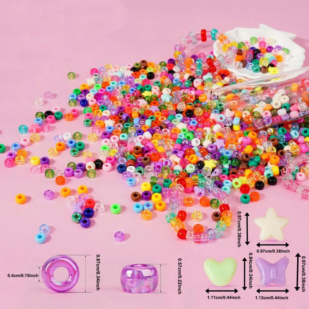 200/1000pcs Mix-color Acrylic Decorative Beads, DIY Jewelry Making Accessories, Valentine's Day, Thanksgiving, Christmas Gifts