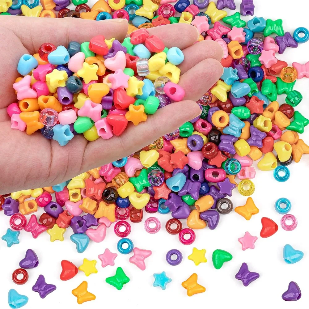 200/1000pcs Mix-color Acrylic Decorative Beads, DIY Jewelry Making Accessories, Valentine's Day, Thanksgiving, Christmas Gifts