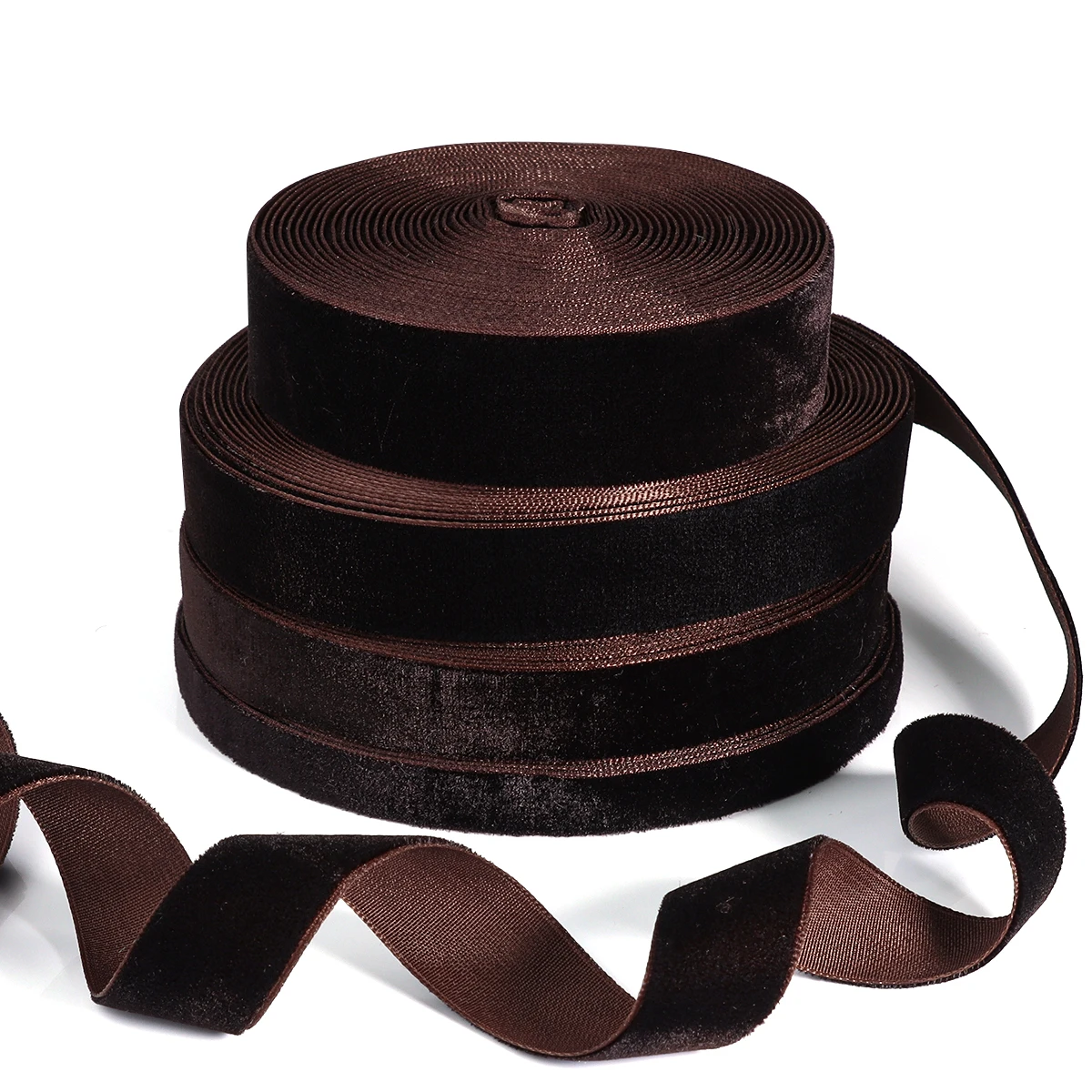 5-10yards/roll Velvet Ribbons Deep Brown Color Single Face Flocking Webbing For DIY Christmas Crafts Party Wrapping Decoration
