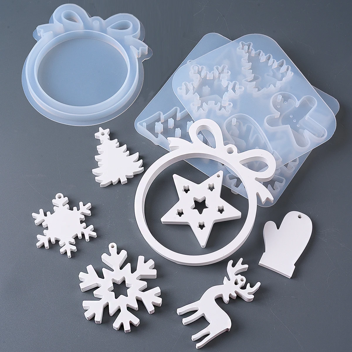 Christmas Series Pendant Silicone Mold DIY Christmas Tree Elk Snows Glove Casting Molds Plaster Resin Jewelry Crafts Making Kit