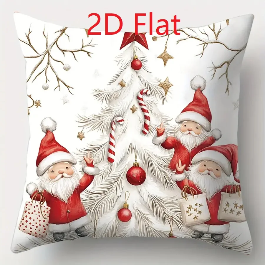 1pcs 2D Christmas Pillow Cover Xmas Party Decoration 2025 Xmas Holiday Santa Claus Pillow Cover Navidad Natal New Year Gift 2026