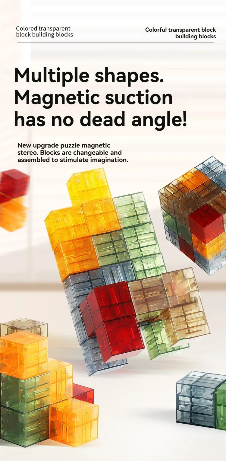 New Popular Transparent Magnetic Blocks-Build Magnet World Set for child, Sensory Construction Toys Christmas Gifts For Child
